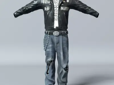 Punk Street Outfit  No15 Low-poly 3D model