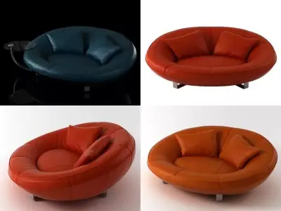 DS-152 leather chair with coffee table 3D model