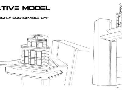 Sci-Fi Cliff House 01 3D model