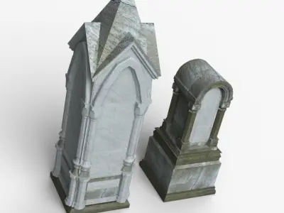 Tombstones - 5 Low-poly 3D model