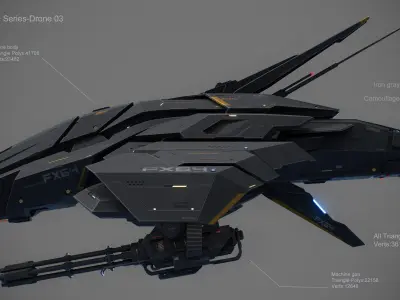 Sci-Fi Vehicle Series-Drone 03-PBR Low-poly 3D model