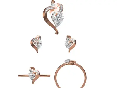 Light wt Ring Earrings Pendant set stl jcd 1-render details 3D print model