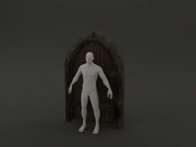 Medieval Door Wooden Arch 3D Model Low-poly 3D model