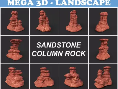 Low poly Sandstone Column 210907 Low-poly 3D model