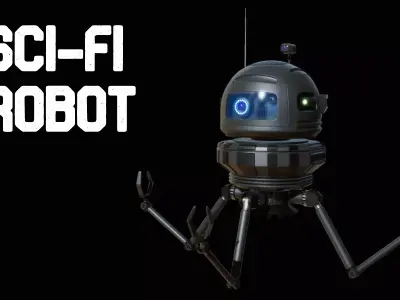 Sci-Fi Robot - Droid bone-rigged 3D model