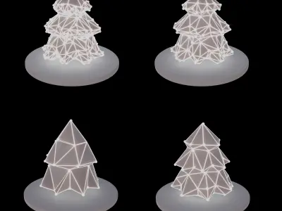 Animated tech Tree - 2k Loop video - 241 png render - snow sky Low-poly 3D model