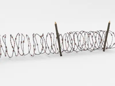 Lowpoly Barb Wire Obstacle Low-poly 3D model