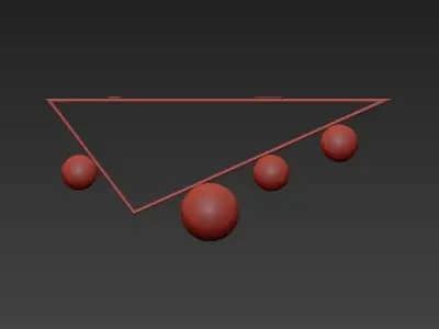 Atelier triangle with balls hanging from it 3D model