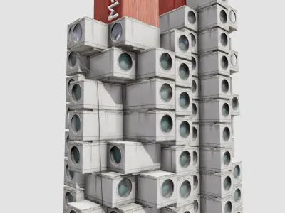 Tokyo Capsule Hotel Low-poly 3D model