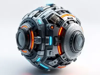 Futuristic SciFi Sphere Model Pack with Advanced Detailing Low-poly 3D model