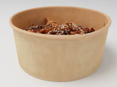 Udon Poke bowl lunch noodles with chicken korean asian meal 3D model