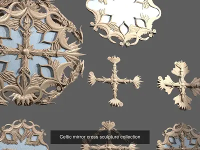 Ornate Cross statue collection 3D Model Pack