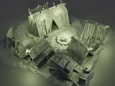 Adventurers Campsite Tabletop Terrain 28 mm 3D print model