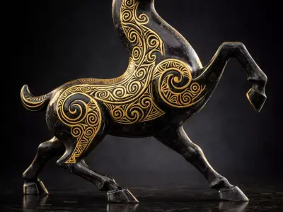 Ornamental Rearing Horse Sculpture 3D print model