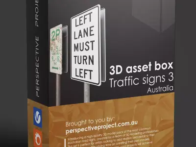 Traffic signs 3 Australia 3D model