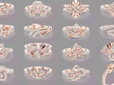 45 Light Diamond Rings 3D Model Pack