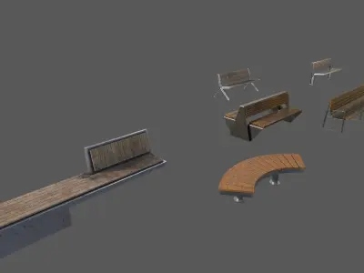 Street Bench set 3d model 3D model