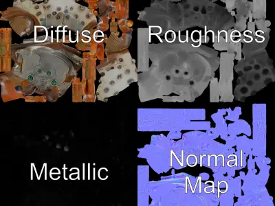 Steampunk Spider Model Pack for Creative Projects Low-poly 3D model