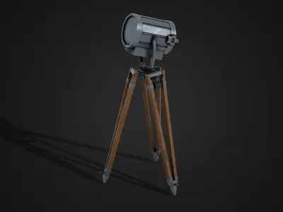 Vintage Spotlight Low-poly 3D model