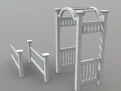 Arbor with Fence Low-poly 3D model