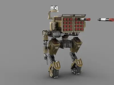 Cartoon Robot Turret Low-poly 3D model