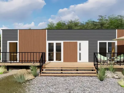 3D model of a modular house with 2 bedrooms 3D model