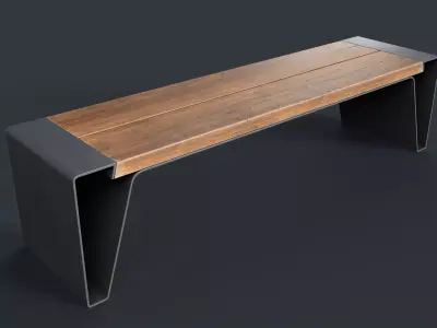 Modern Outdoor Bench 7 PBR Game Ready Low-poly 3D model