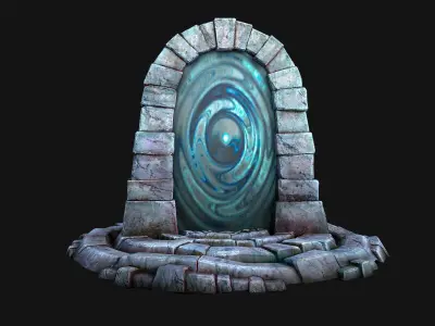 Portal Teleport Arch in the Ice Snow Arctic Low-poly 3D model