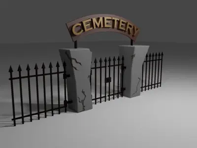 Cemetery Gate - Portao do Cemiterio Low-poly 3D model