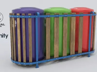 Recycle Bins PBR model2 Low-poly 3D model