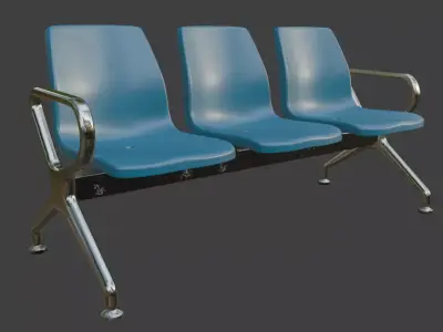 Modern Waiting Room Bench 3D Model 3D model
