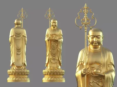 Ksitigarbha Bodhisattva Buddha Statue 3D model