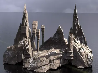 Babylon ancient mountain top ruins 3D model