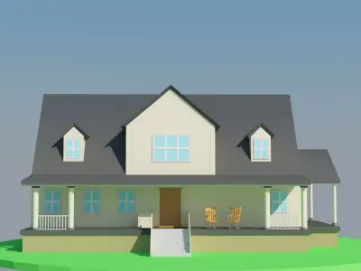 Low Poly Big House Low-poly 3D model