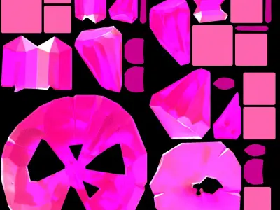 stylized Floating Islands Crystal magic  Low-poly 3D model Low-poly 3D model