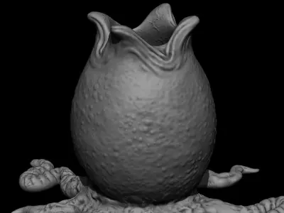 3D PRINTABLE OPEN AND CLOSED ALIEN EGGS WITH ROOTS 3D print model