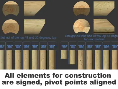 Log house constructor kitbash 3D model