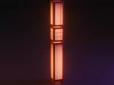 Tall Japanese Andon Floor Lamp Free low-poly 3D model