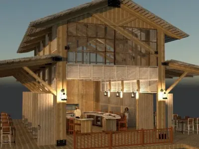 Architecture Old Boat house - beach front bar 3D model