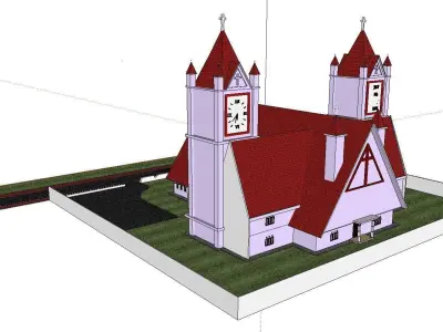 Architecture-Religion-God-Culture-Temple-0264 church with two... 3D model