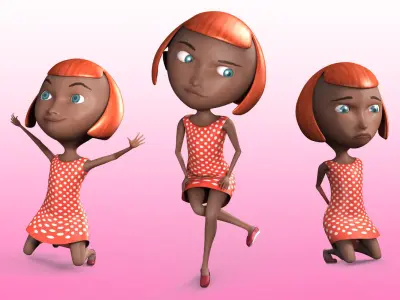 Little Girl Rigged Low-poly 3D model