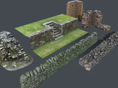 Walls Pack Low-poly 3D model