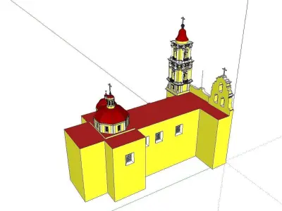 Architecture-Religion-God-Culture-Temple-0121 church with two... 3D model