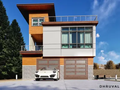 3 story exterior villa model 3D model