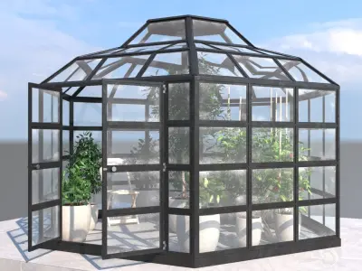 Greenhouse hexagon 3D model