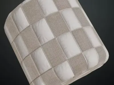 Beige Checkerboard Padded Canvas Fabric PBR Seamless Texture