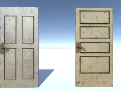 door pack 4 door low poly Low-poly 3D model