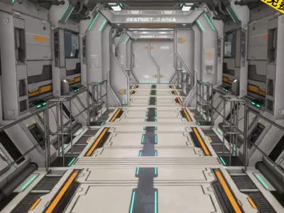 Sci-fi passageways and doors 3D model