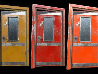 Industrial Doors 01 PBR Low-poly 3D model