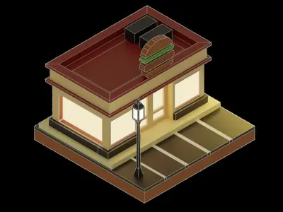 Low Poly Burger House Low-poly 3D model